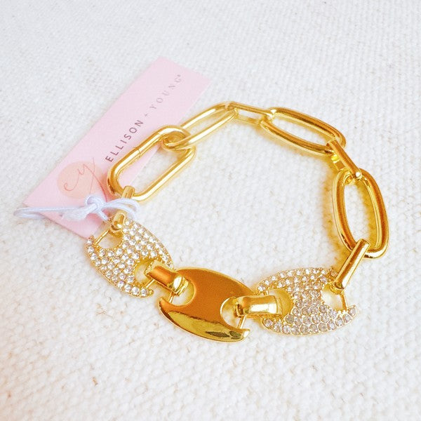 Majestic Paved harsebit Bean shape Bracelet