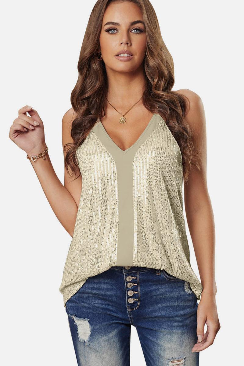 Sequin Racerback Tank - La Pink