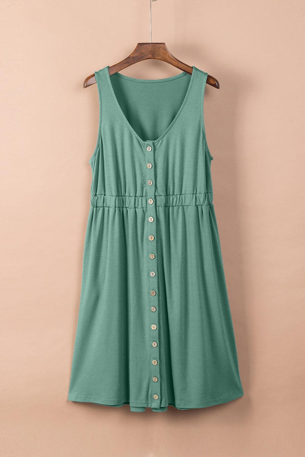 Sleeveless Button Down Mini Dress - La Pink