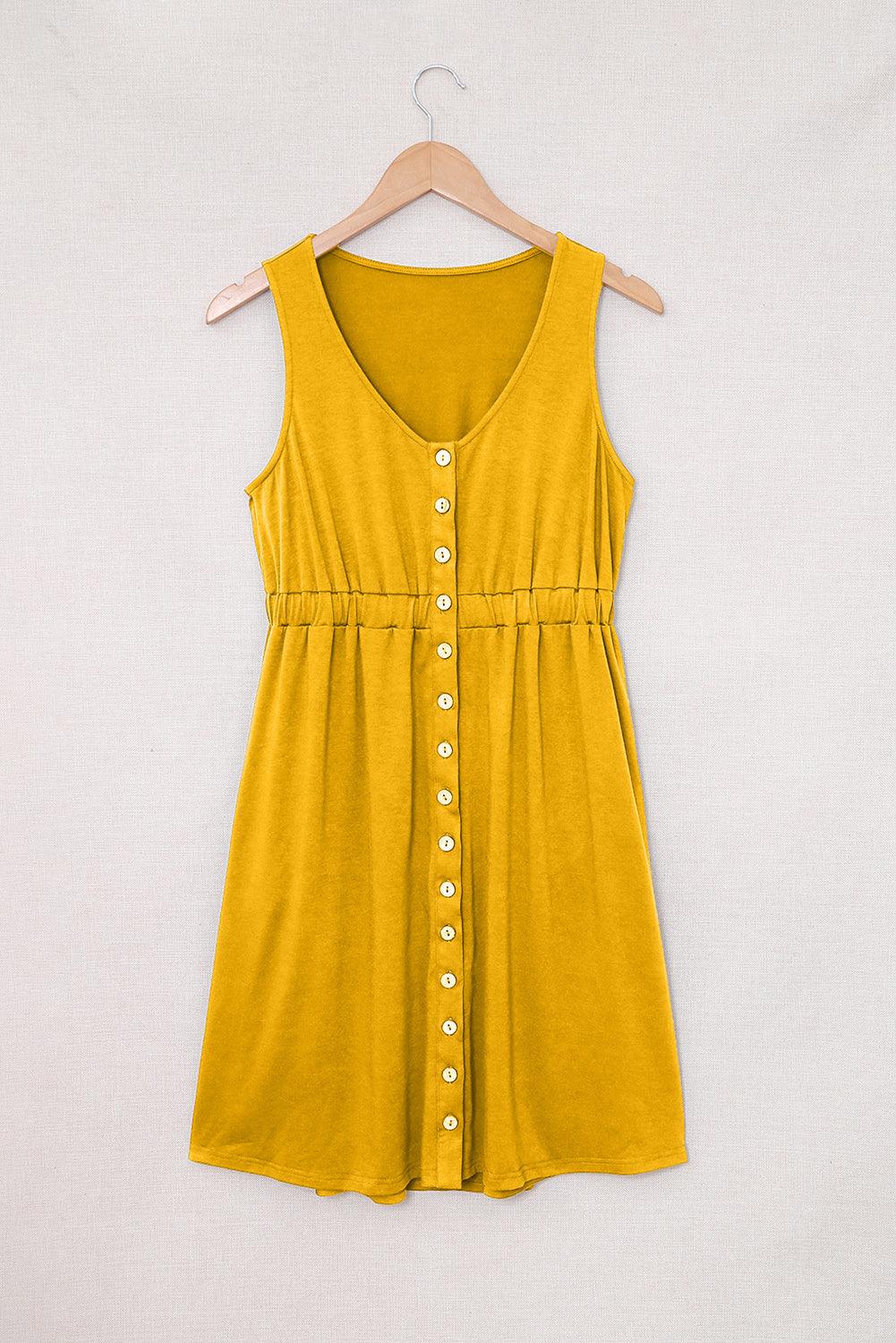 Sleeveless Button Down Mini Dress - La Pink