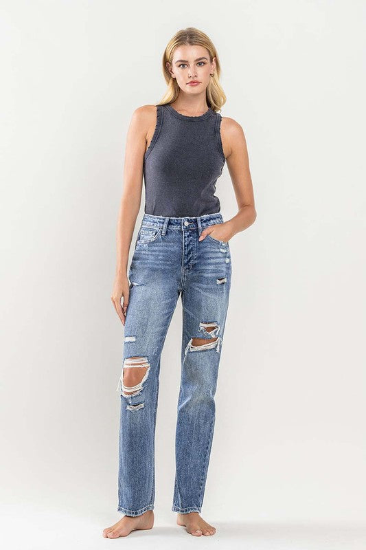 90'S Vintage Slim Straight Jean With Rips