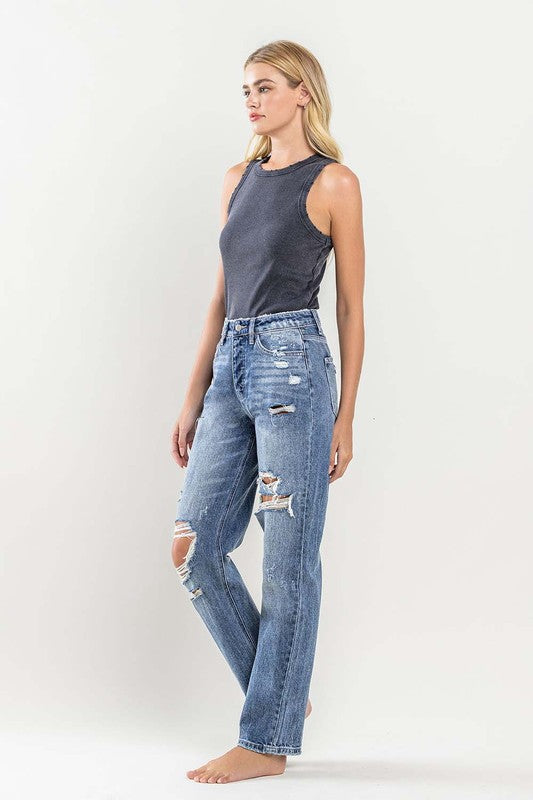 90'S Vintage Slim Straight Jean With Rips