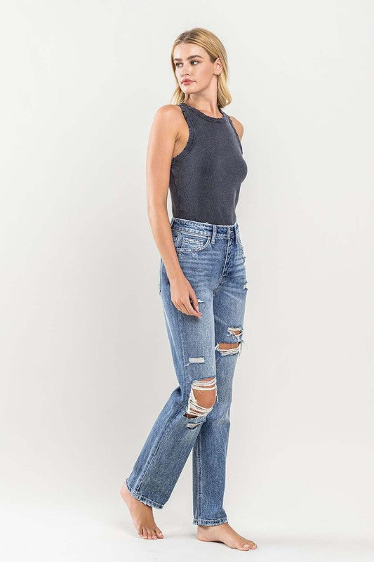 90'S Vintage Slim Straight Jean With Rips