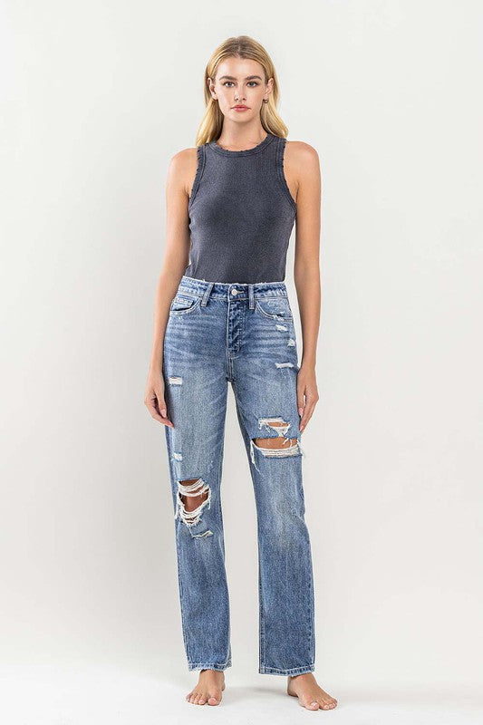 90'S Vintage Slim Straight Jean With Rips
