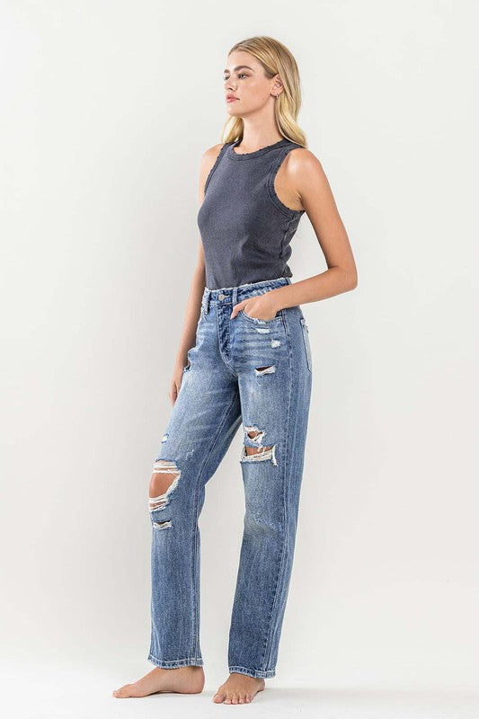 90'S Vintage Slim Straight Jean With Rips