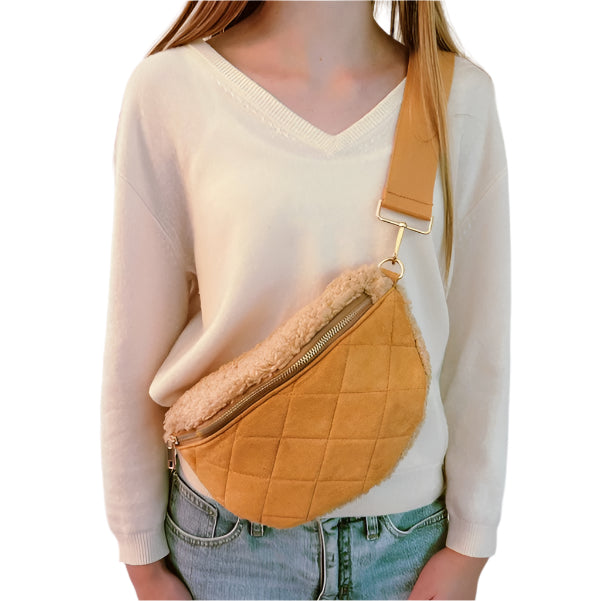 Fuzzy And Quilted Luxe Sling Bag
