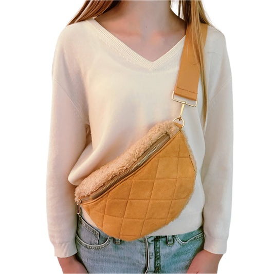 Fuzzy And Quilted Luxe Sling Bag