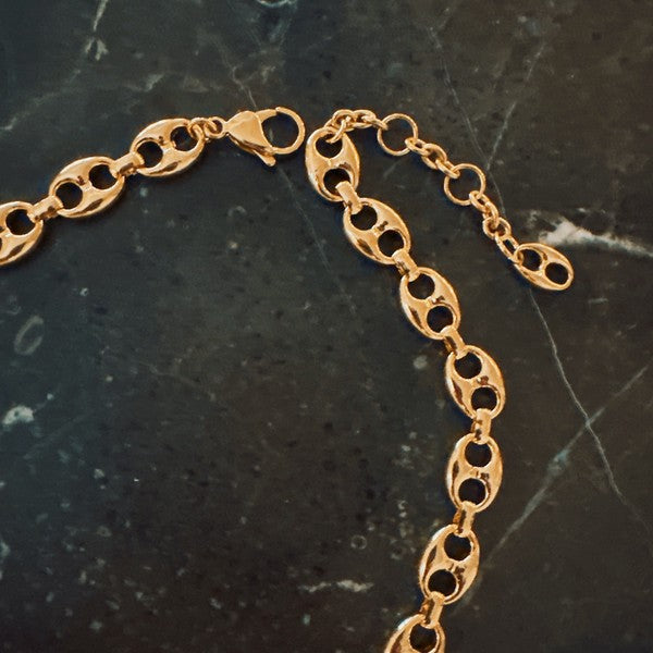 Equine Pave, Bean, horsebit Links Chain Necklace