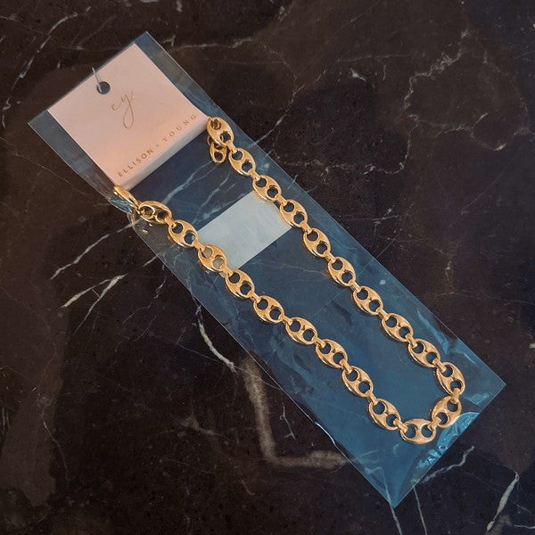 Equine Pave, Bean, horsebit Links Chain Necklace