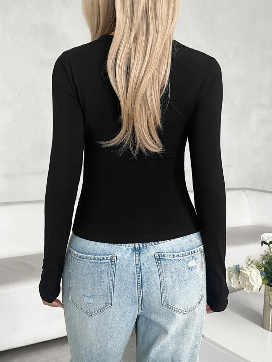Super Soft Basic V-Neck Long Sleeve T-Shirt