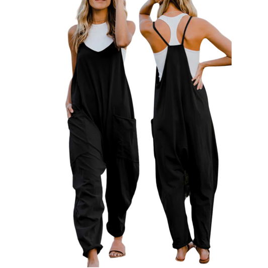 Double Take Super Comfy V-Neck Sleeveless Jumpsuit with Pockets