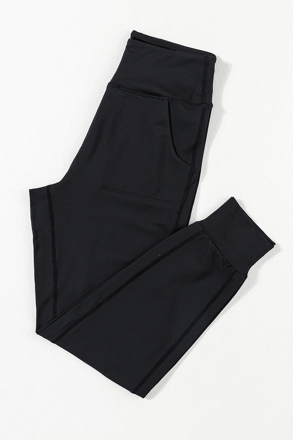 Black Exposed Seam High Waist Pocketed Joggers, Women's Butter Joggers Soft Comfy Athleisure Jogger Pants With Pockets Activewear Yoga Pants Standard & Plus Size: S-3X