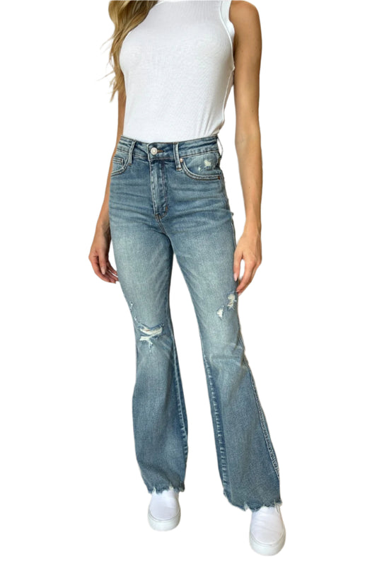 Judy Blue Full Size Medium Rise Tummy Control Destroy Flare