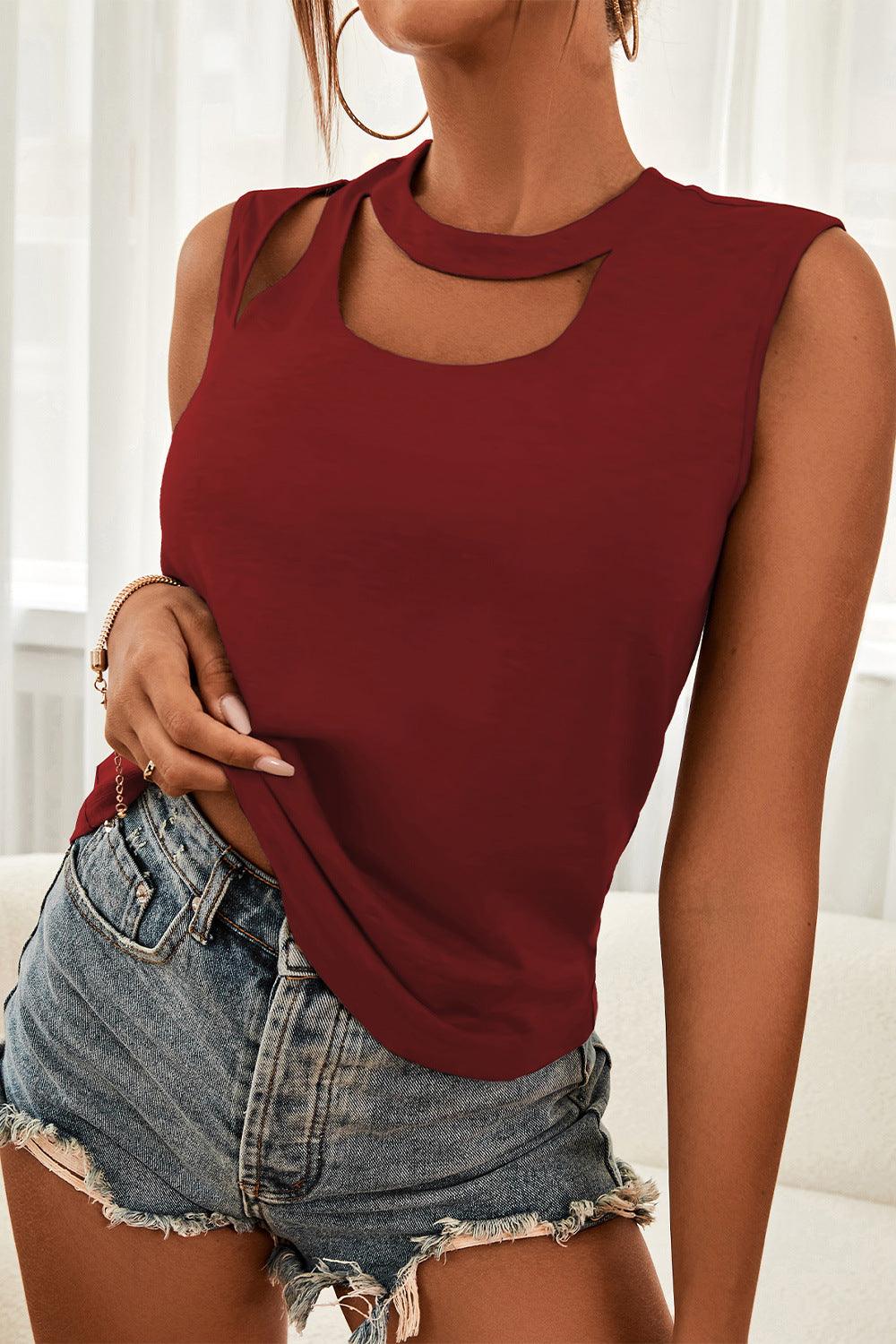 Cutout Sleeveless Top - La Pink