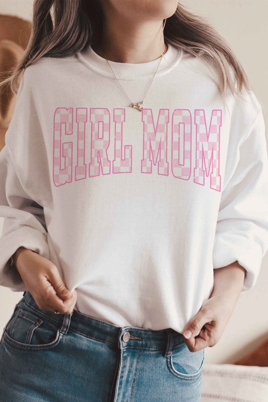 CHECKERED GIRL MOM Graphic Sweatshirt