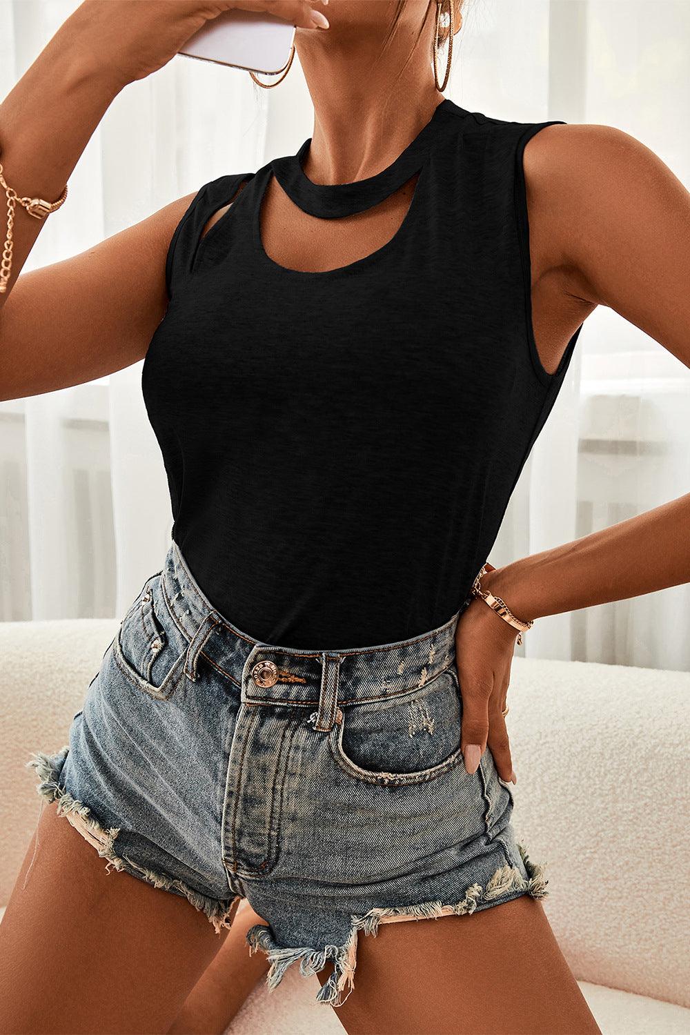 Cutout Sleeveless Top - La Pink