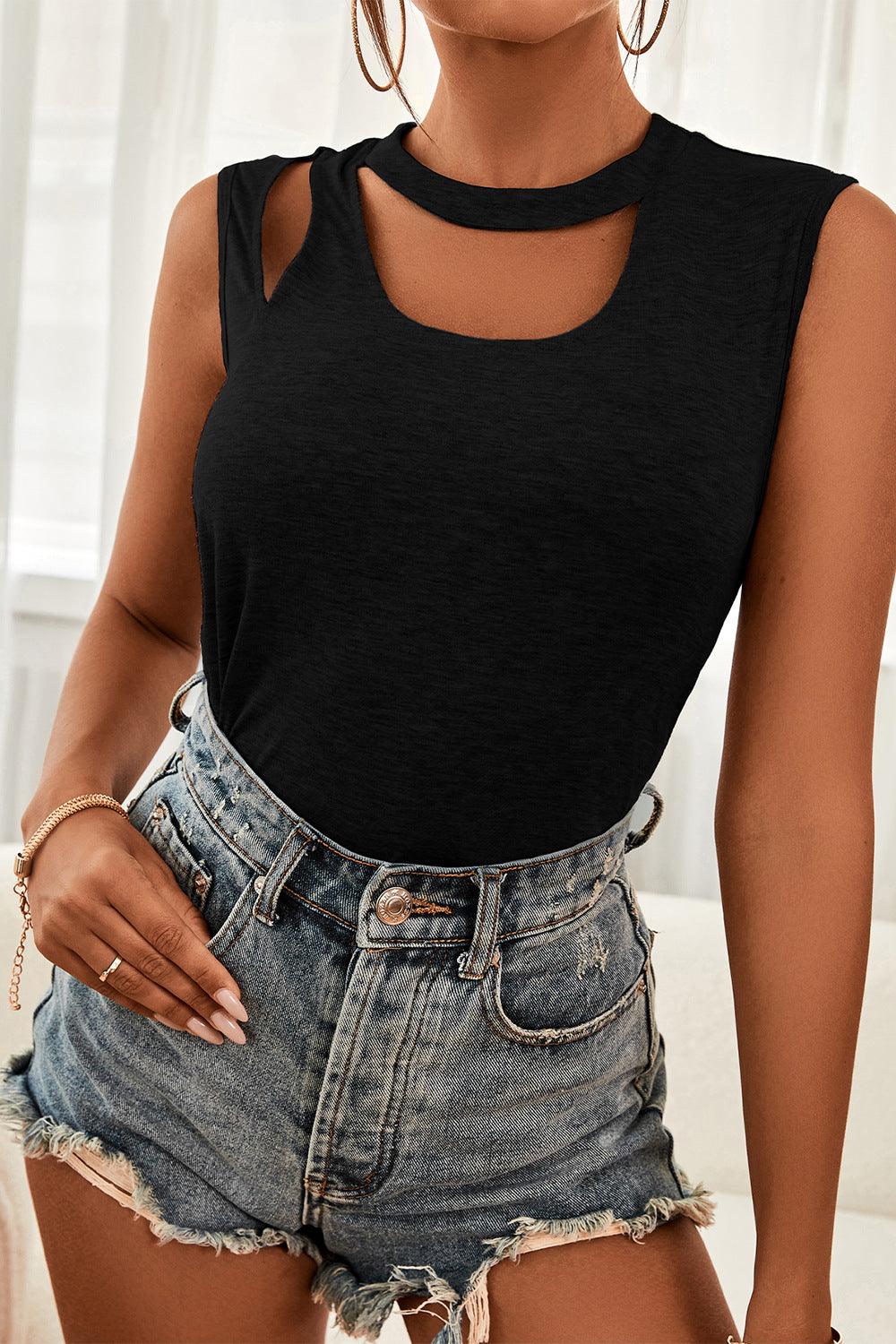 Cutout Sleeveless Top - La Pink