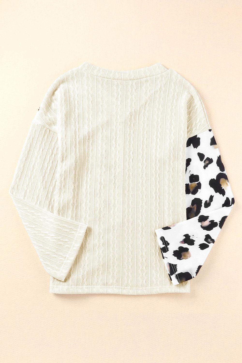 Leopard Textured V-Neck Top - La Pink