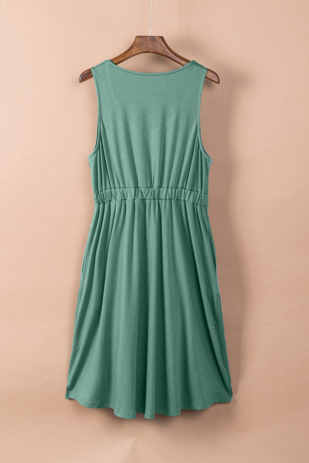 Sleeveless Button Down Mini Dress - La Pink